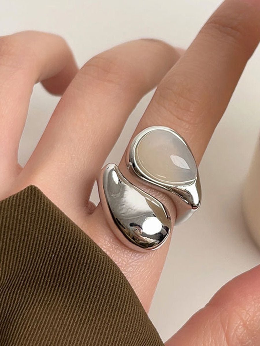 Eenvoudige Transparante Onregelmatige Waterdruppel Open Ring - Bellanza