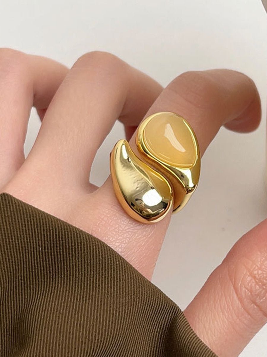 Eenvoudige Transparante Onregelmatige Waterdruppel Open Ring - Bellanza