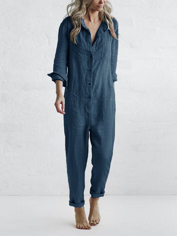 Elegante en Comfortabele Lange Mouwen Jumpsuit - bellanza