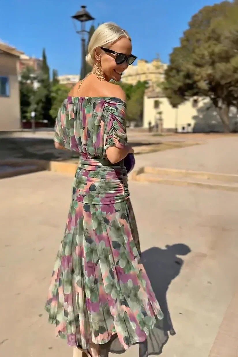 Elodie | Elegante maxi - jurk met V - hals - Bellanza