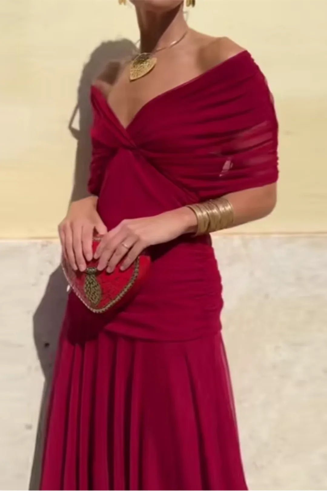 Elodie | Elegante maxi - jurk met V - hals - Bellanza