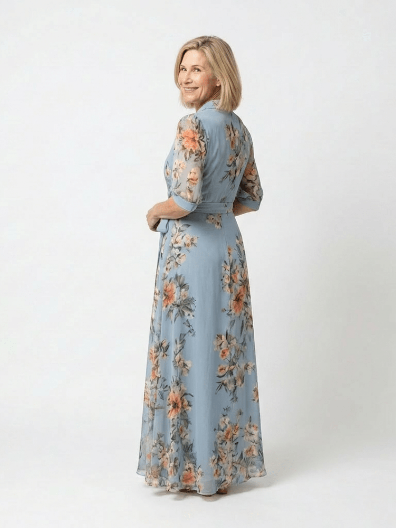 Elowen | Maxi Jurk met V - hals en Bloemenprint - Bellanza