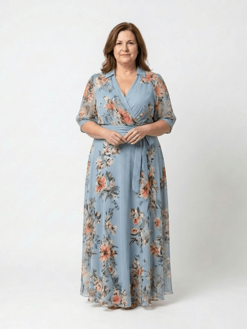 Elowen | Maxi Jurk met V - hals en Bloemenprint - Bellanza