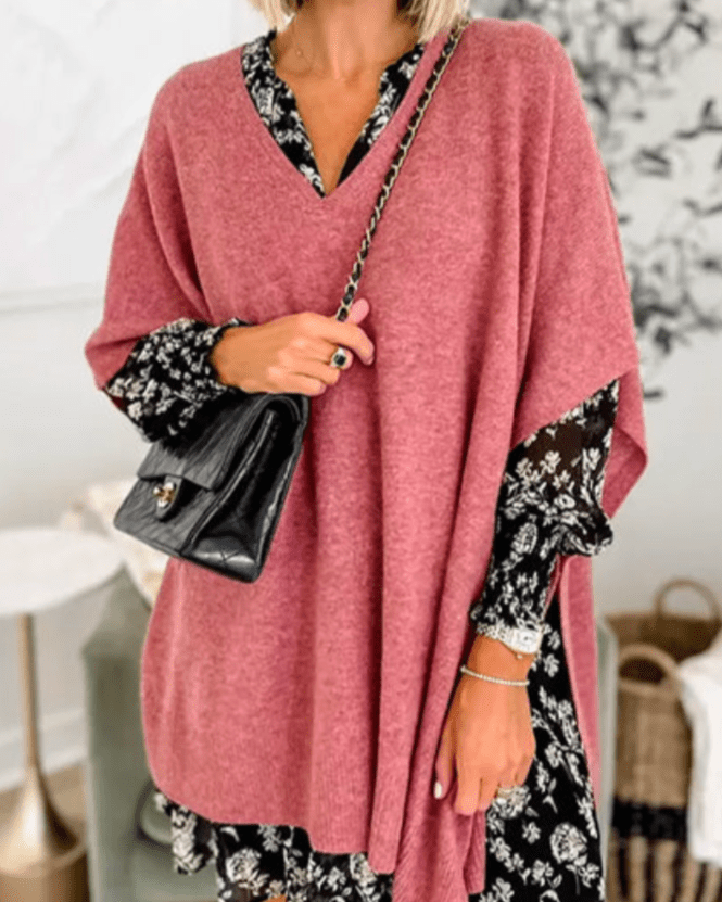 Erica | Poncho - trui met V - hals en ruime pasvorm - Bellanza