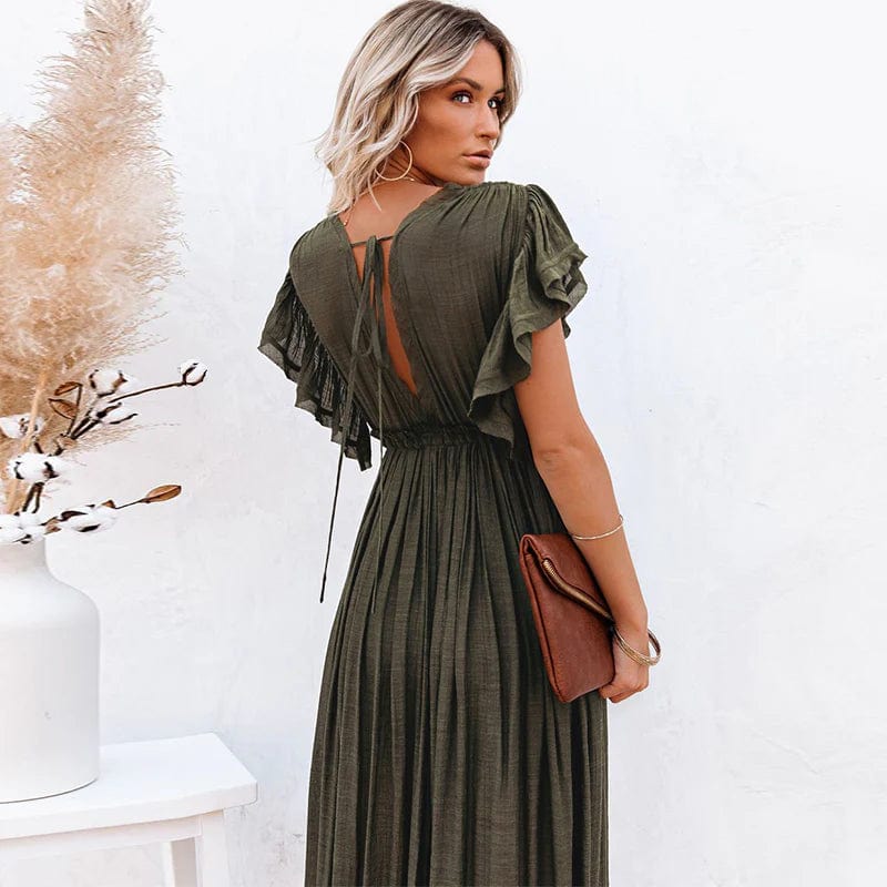 Esmee™ - Maxi Donkergroene Ibiza Jurk - bellanza