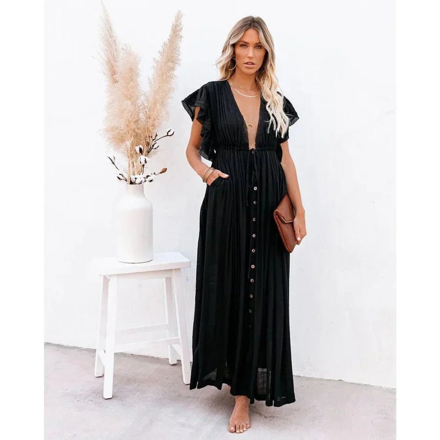 Feline™ Maxi Zwarte Ibiza Jurk - bellanza
