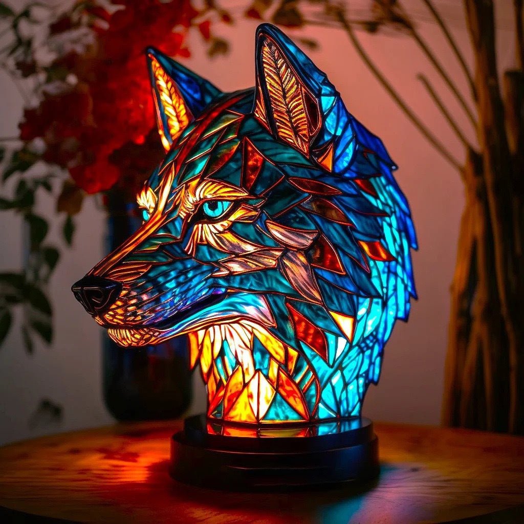 Fifou – Magische wolf lamp van gekleurd glas - Bellanza