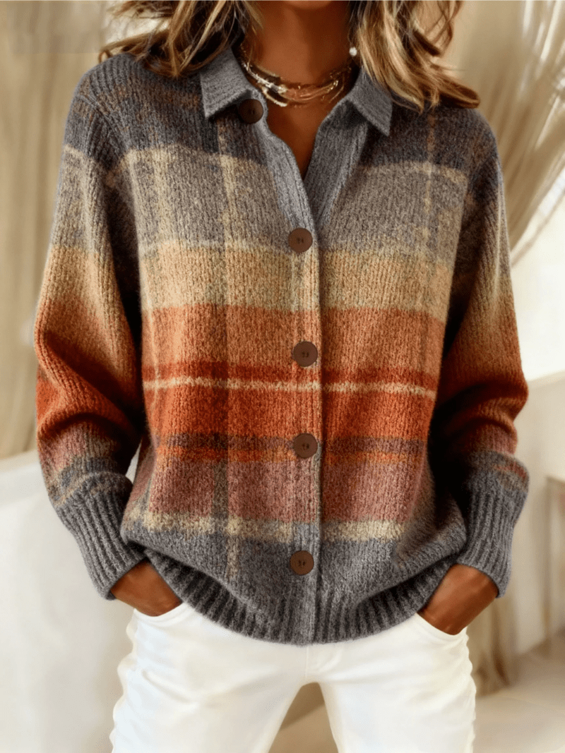 Fleur – Geruite blouse in warme herfstige tinten - Bellanza