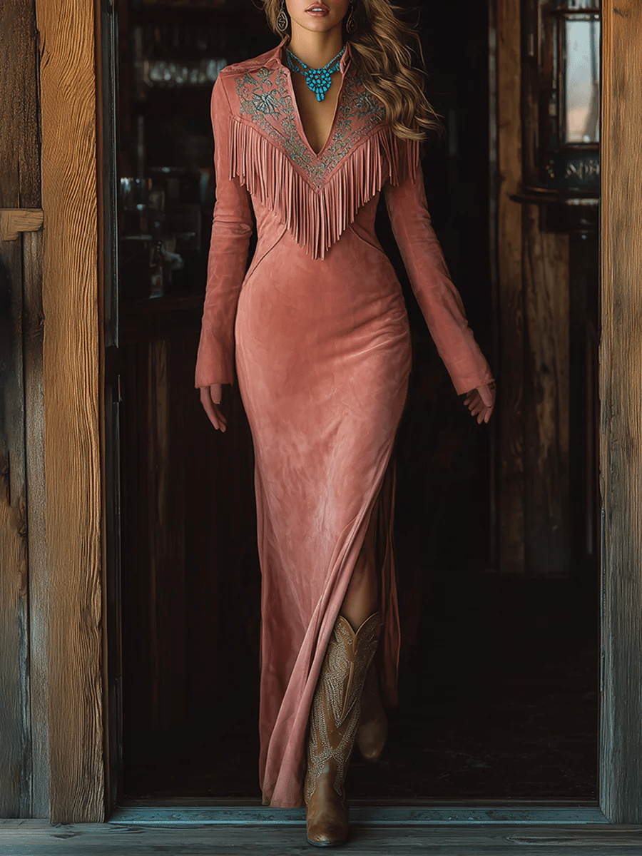 Fleur™ - Vintage Western Maxi - jurk - Bellanza