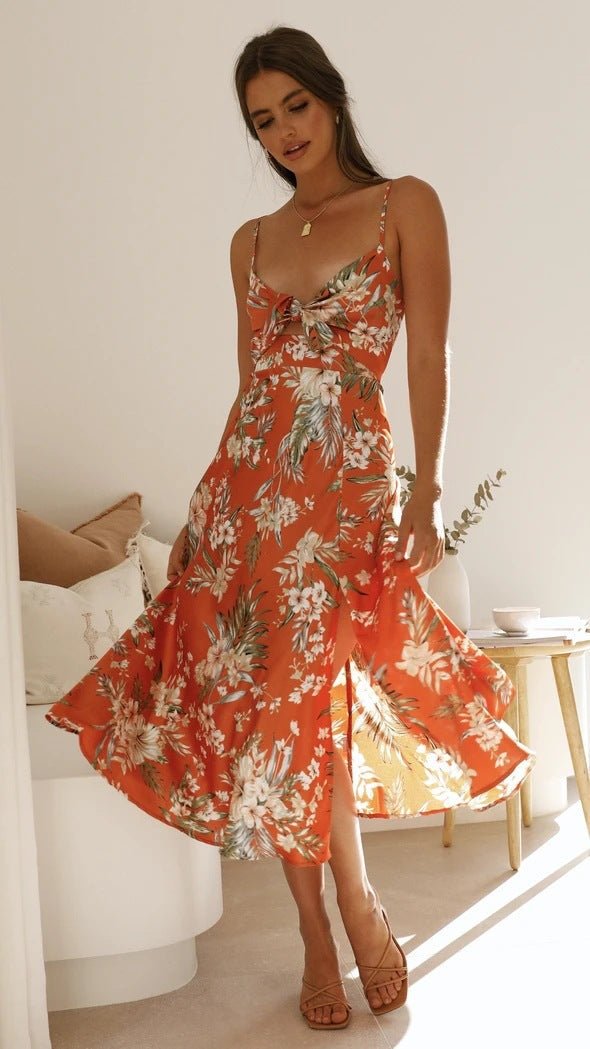 Flora | Romantische Midi - jurk met Bloemenprint - bellanza