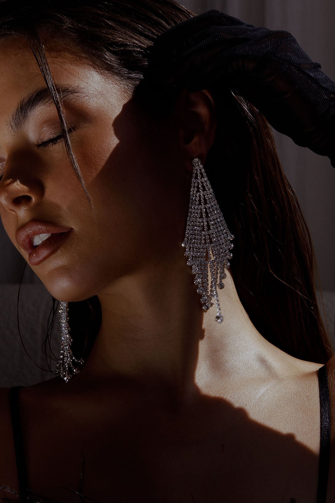 Franje oorbellen met diamanten Rani Zilver - Bellanza