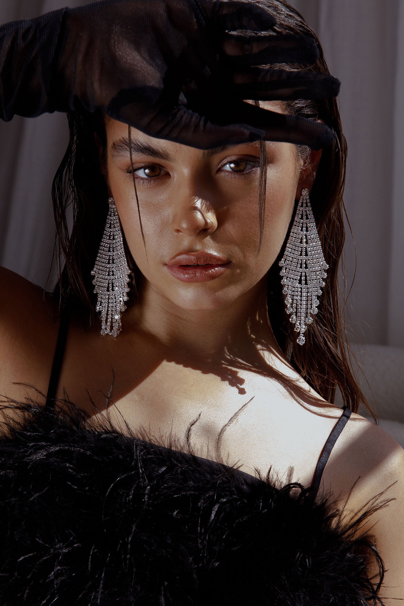 Franje oorbellen met diamanten Rani Zilver - Bellanza