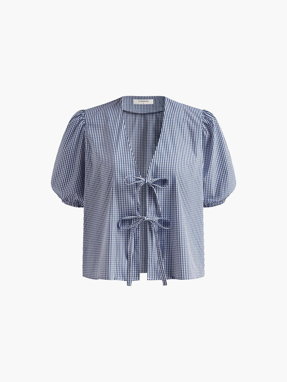 Geruite Lace Up Shorts Set - bellanza