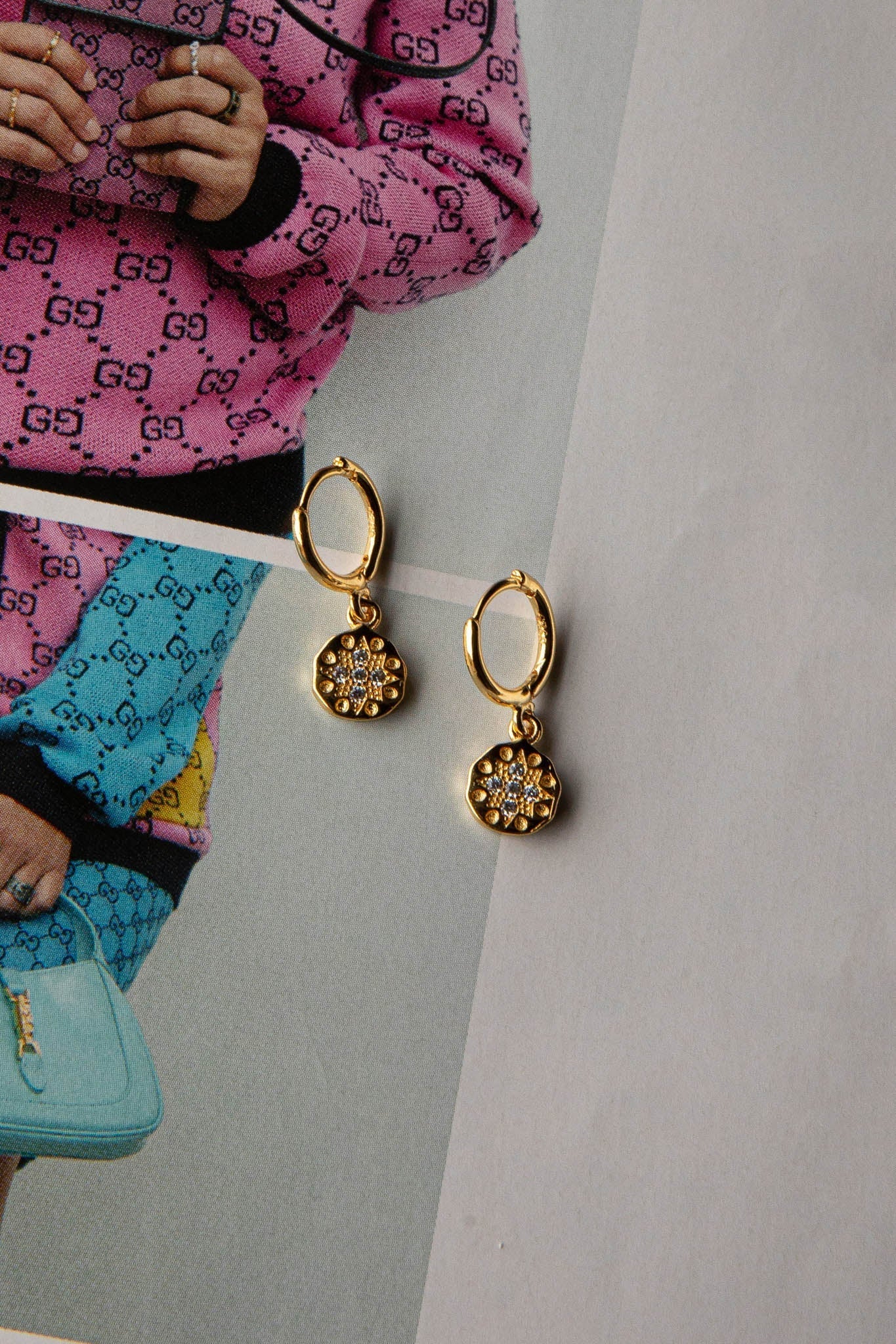 Gouden druppel diamanten creolen - Bellanza