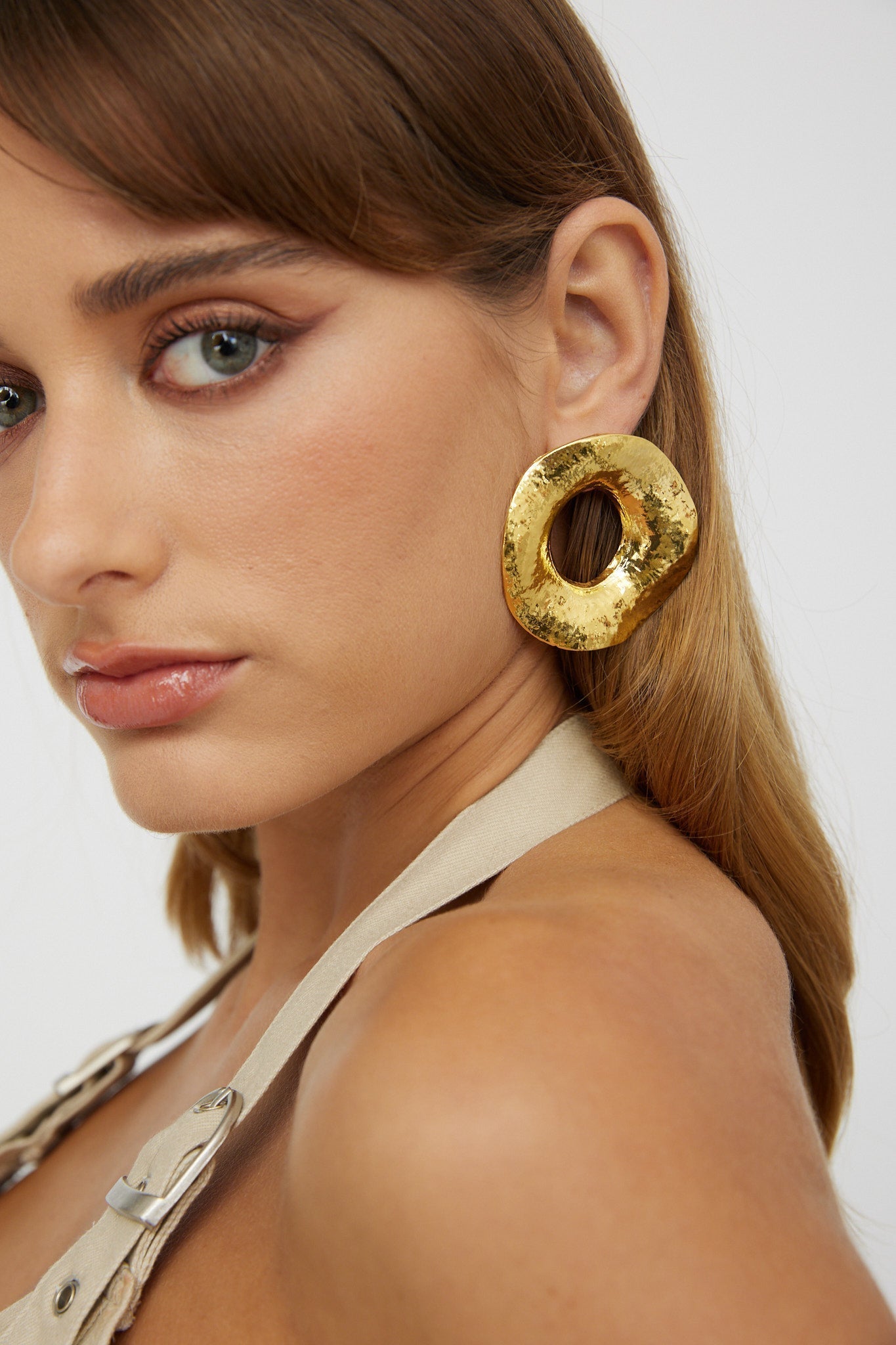 Grote ronde oorbellen Dahlia Goud - Bellanza