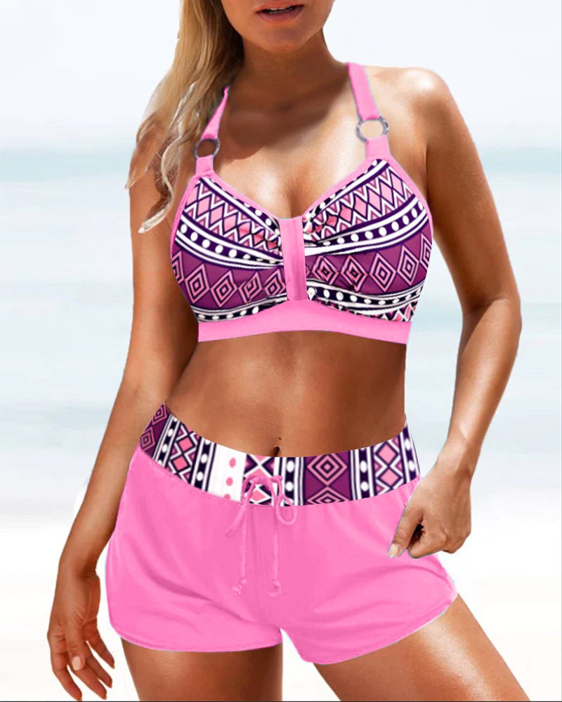 Hoge taille bikini met geometrisch patroon - bellanza