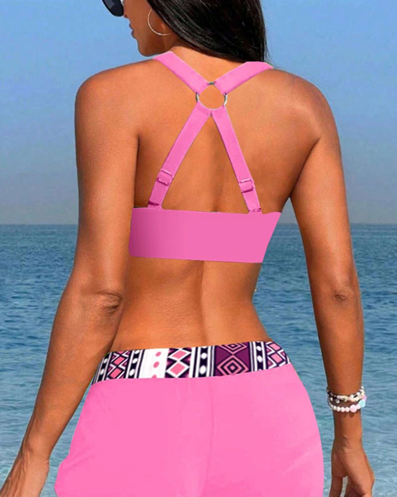 Hoge taille bikini met geometrisch patroon - bellanza
