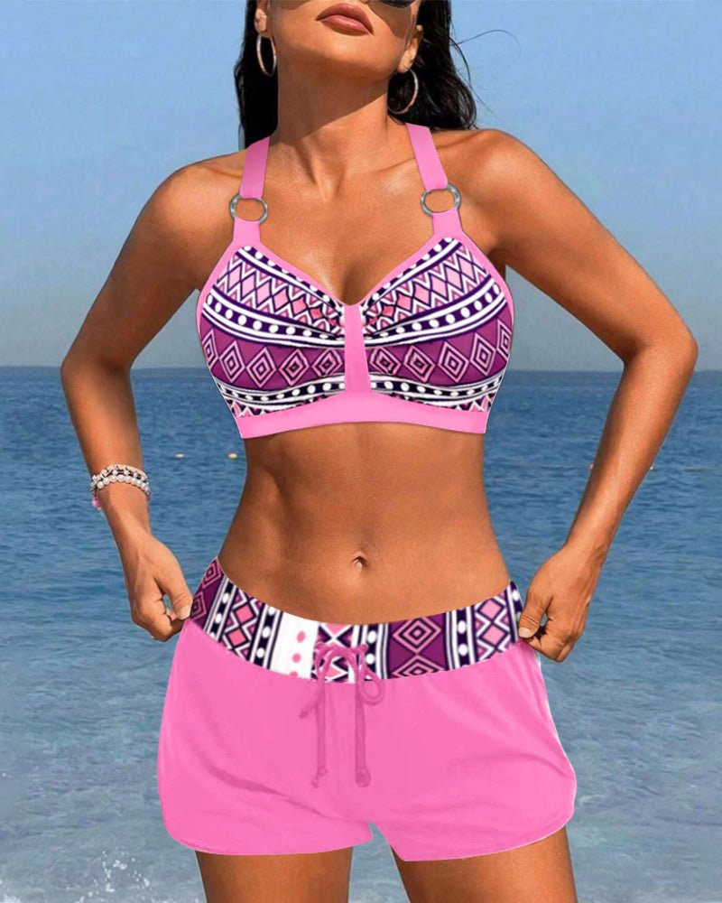 Hoge taille bikini met geometrisch patroon - bellanza