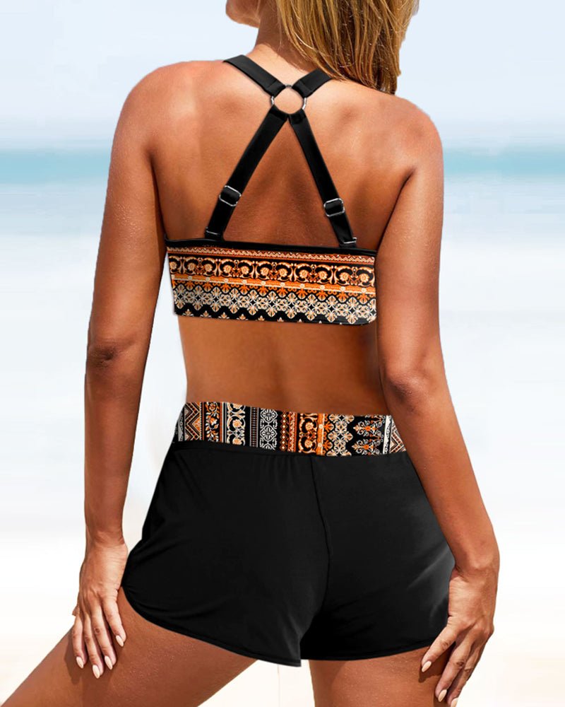 Hoge taille bikinis met geometrische print - bellanza