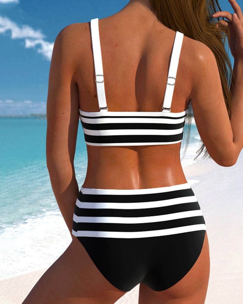 Hoge taille bikini's met strepen - bellanza