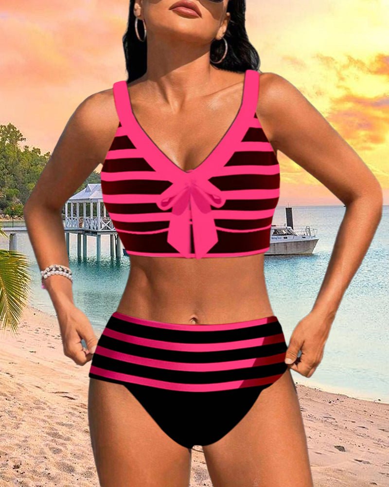 Hoge taille bikini's met strepen - bellanza