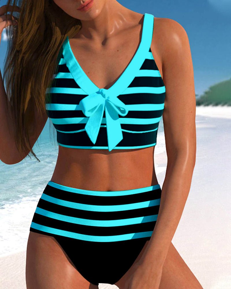 Hoge taille bikini's met strepen - bellanza