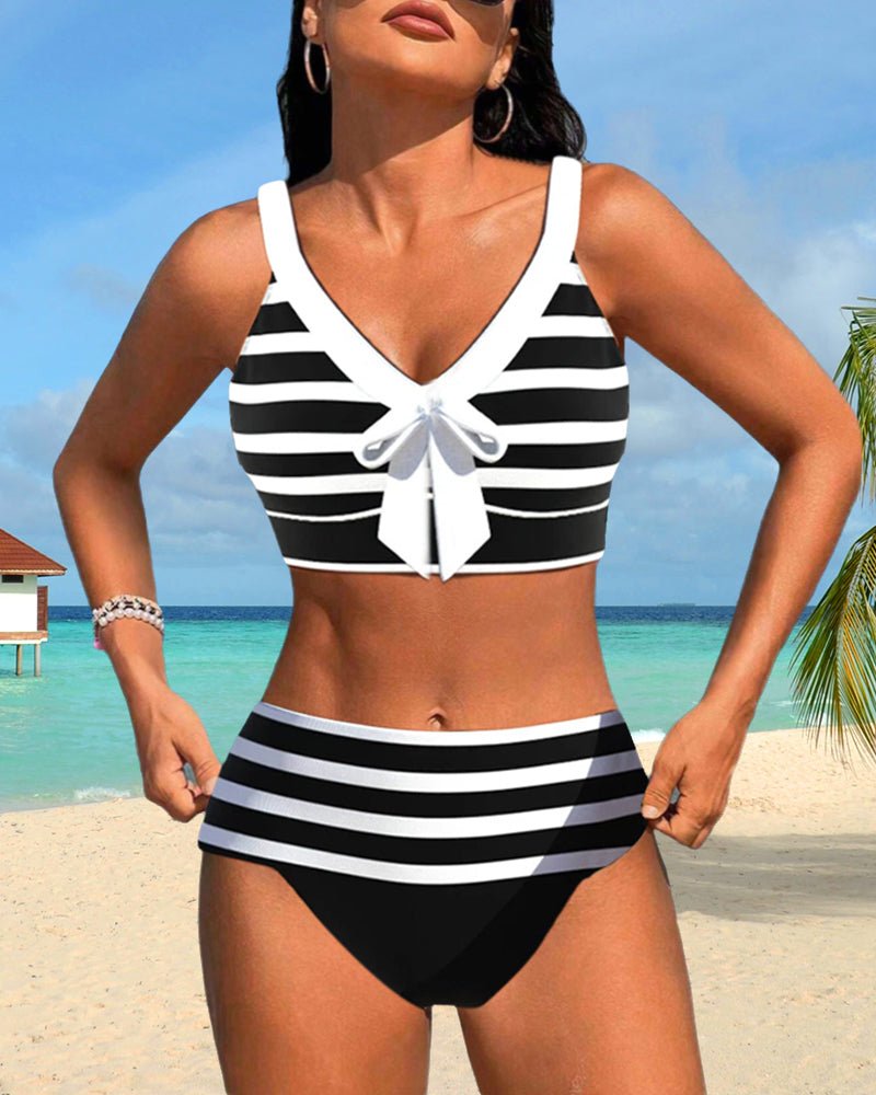 Hoge taille bikini's met strepen - bellanza