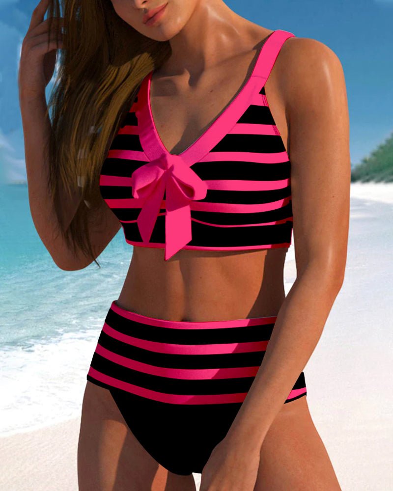 Hoge taille bikini's met strepen - bellanza