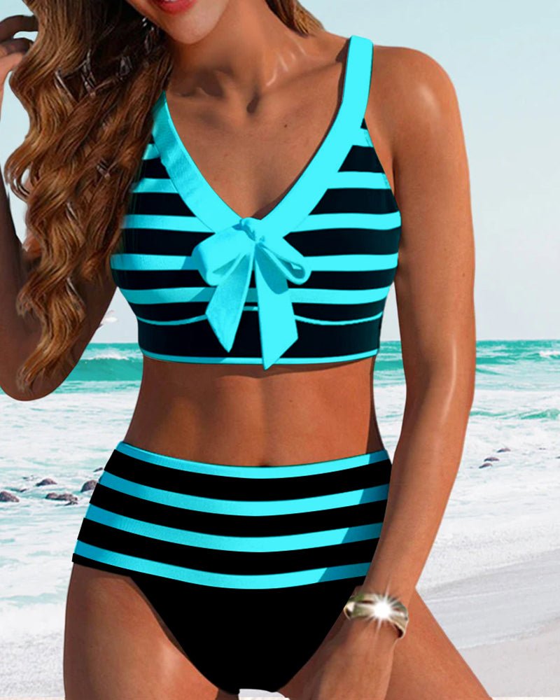 Hoge taille bikini's met strepen - bellanza
