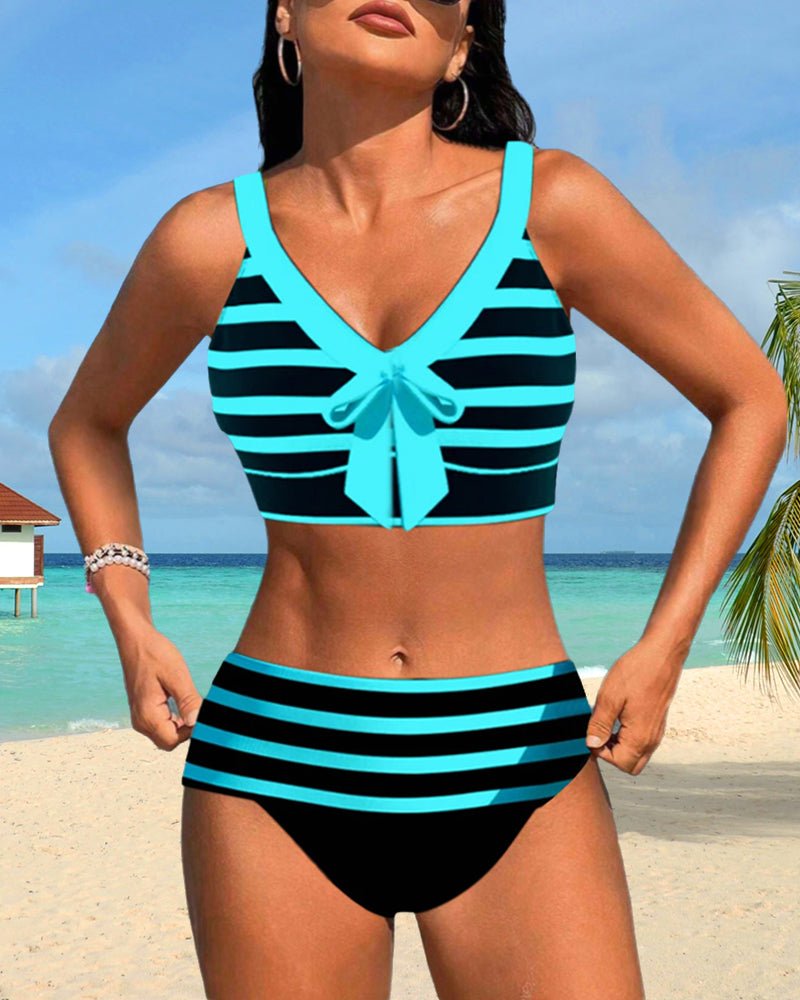 Hoge taille bikini's met strepen - bellanza