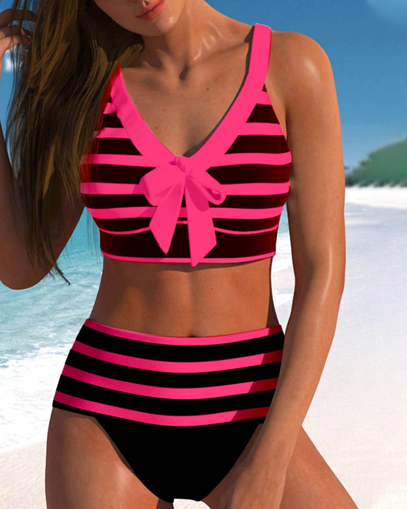 Hoge taille bikini's met strepen - bellanza