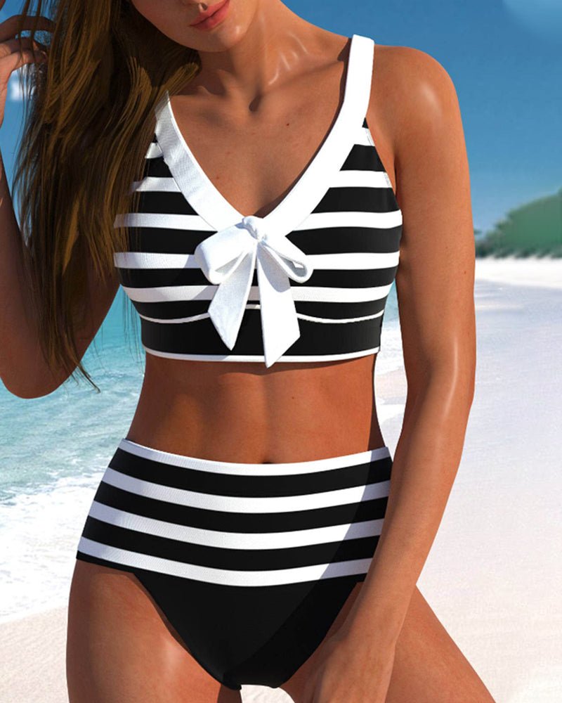 Hoge taille bikini's met strepen - bellanza