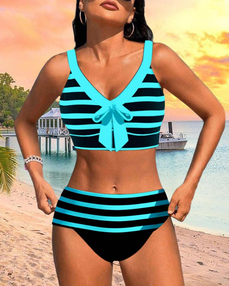 Hoge taille bikini's met strepen - bellanza