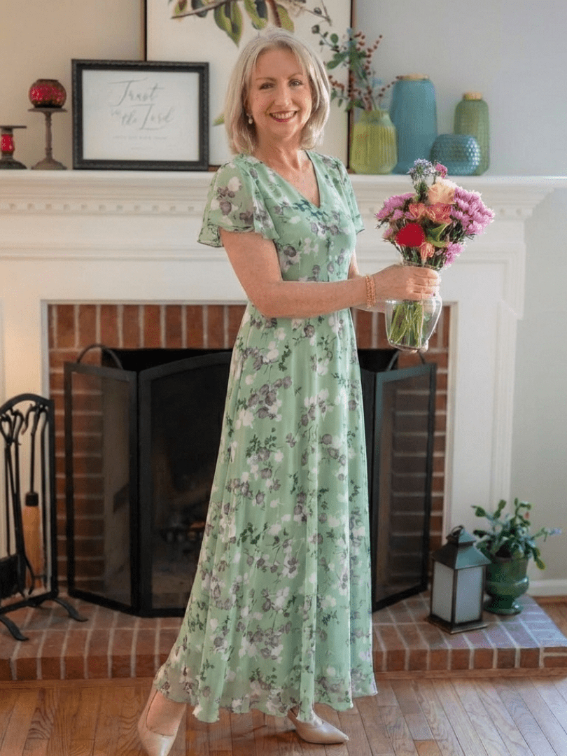 Ismeria | Maxi Jurk in Bloemen Chiffon - Bellanza