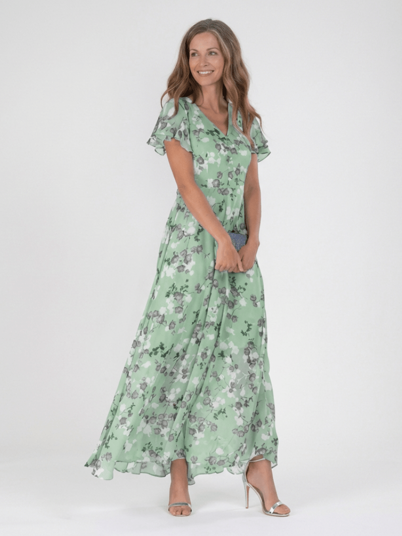 Ismeria | Maxi Jurk in Bloemen Chiffon - Bellanza
