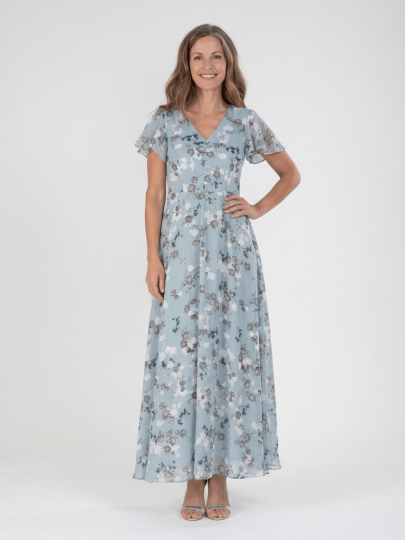 Ismeria | Maxi Jurk in Bloemen Chiffon - Bellanza