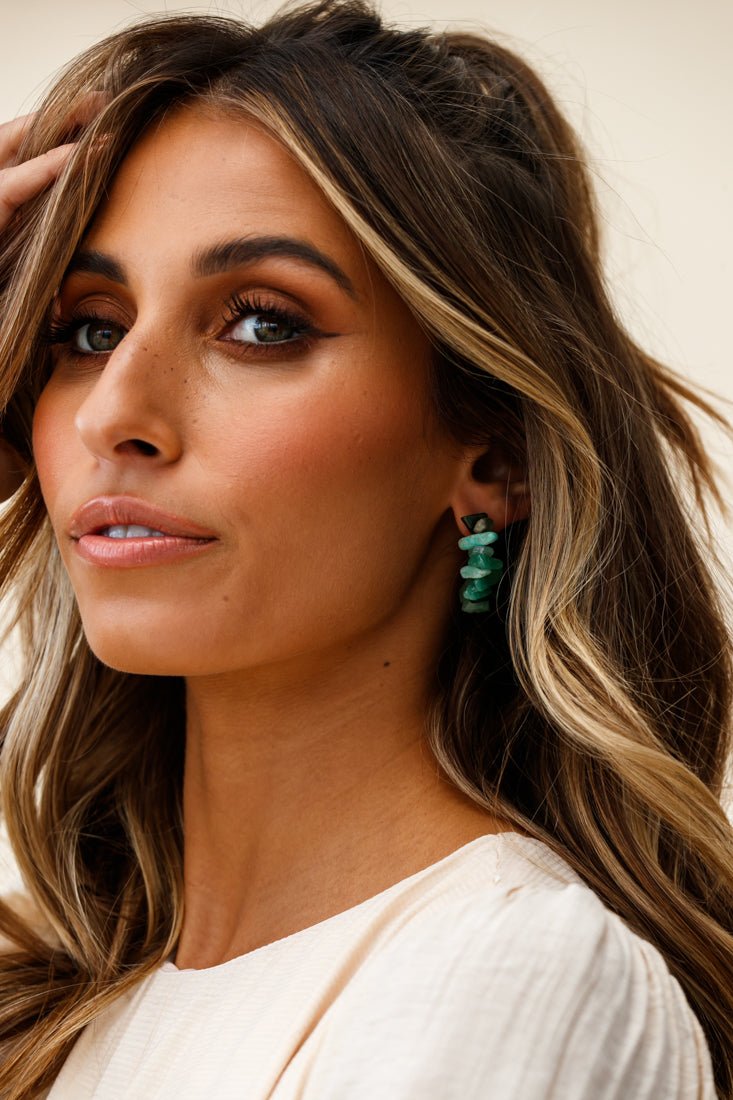 Jade Ruwe Steen Oorbellen Jasmine - Bellanza