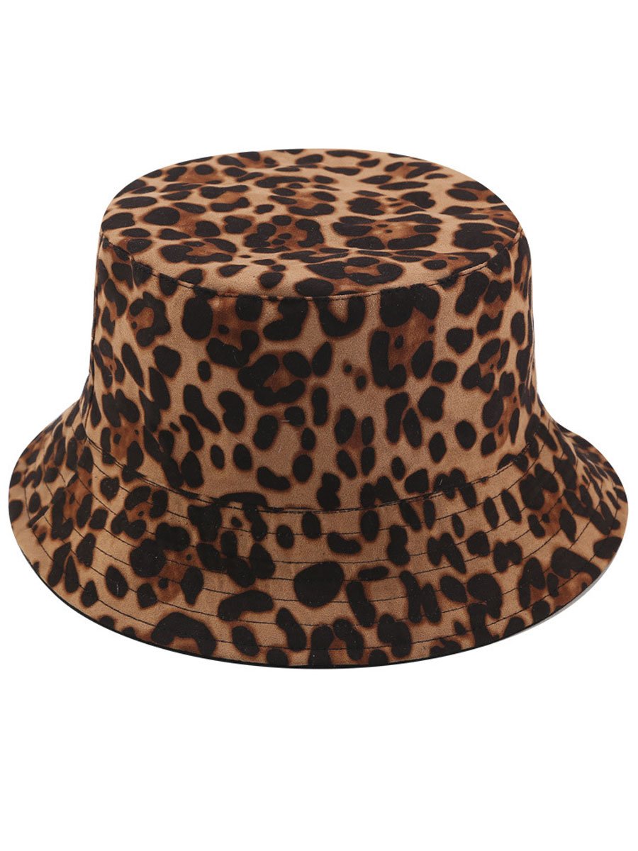 Suède Luipaardprint Casual Zonnehoed Bucket Hat