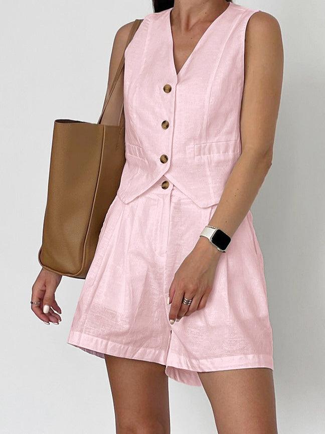 Katoenen & Linnen Casual Tailored Shorts Set - bellanza