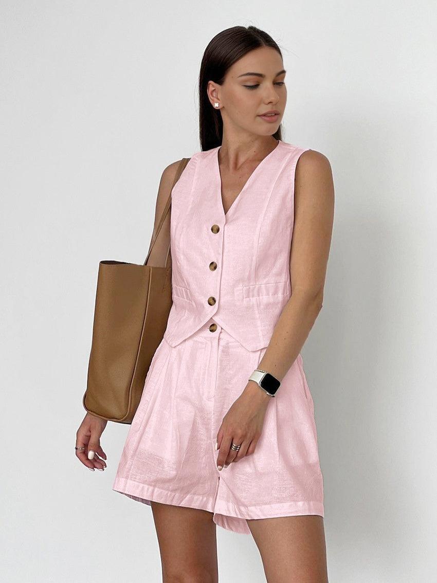 Katoenen & Linnen Casual Tailored Shorts Set - bellanza