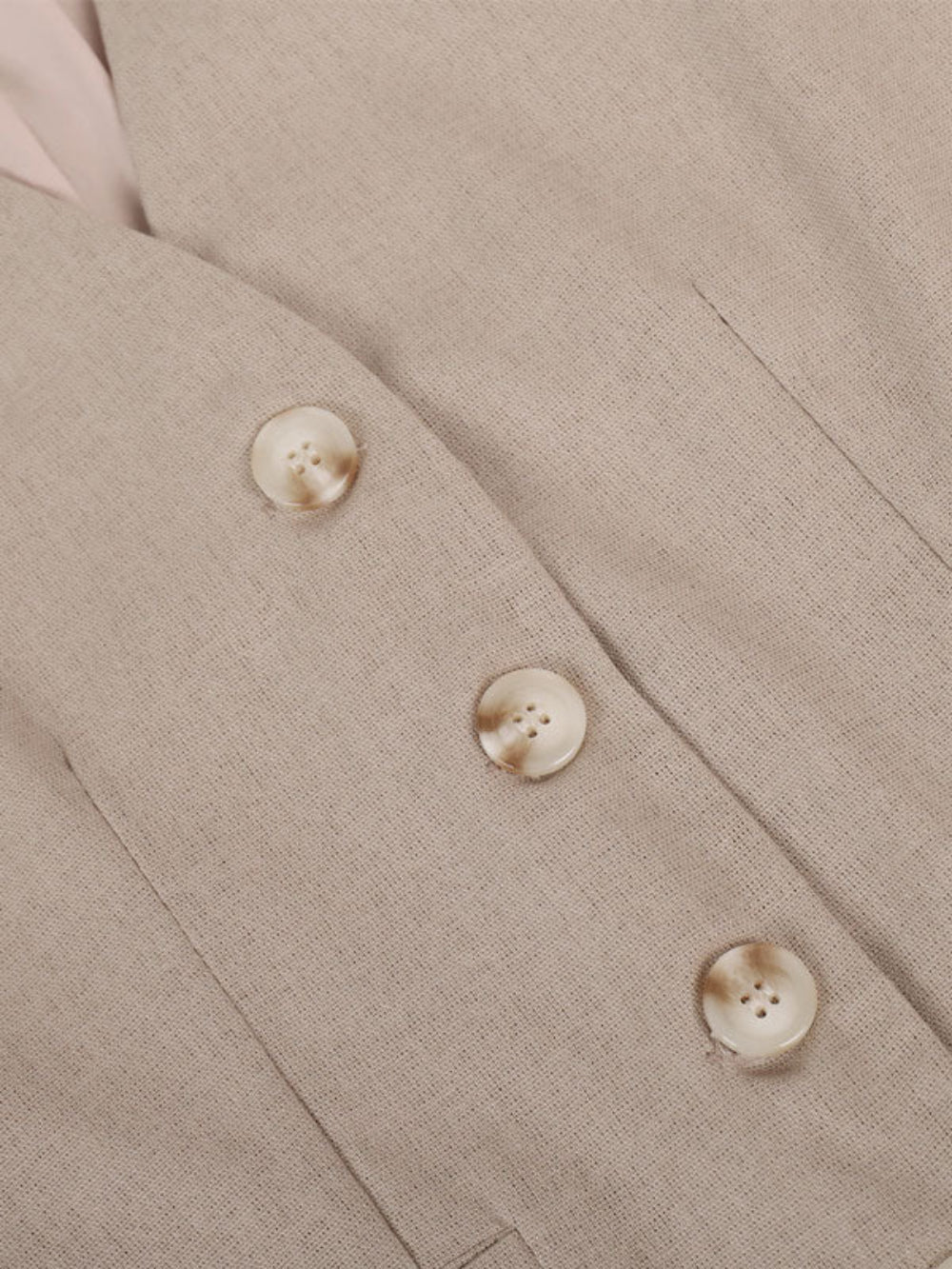 Klassieke V - hals Plissé Katoenen en Linnen Wijde Pantalon Set - bellanza