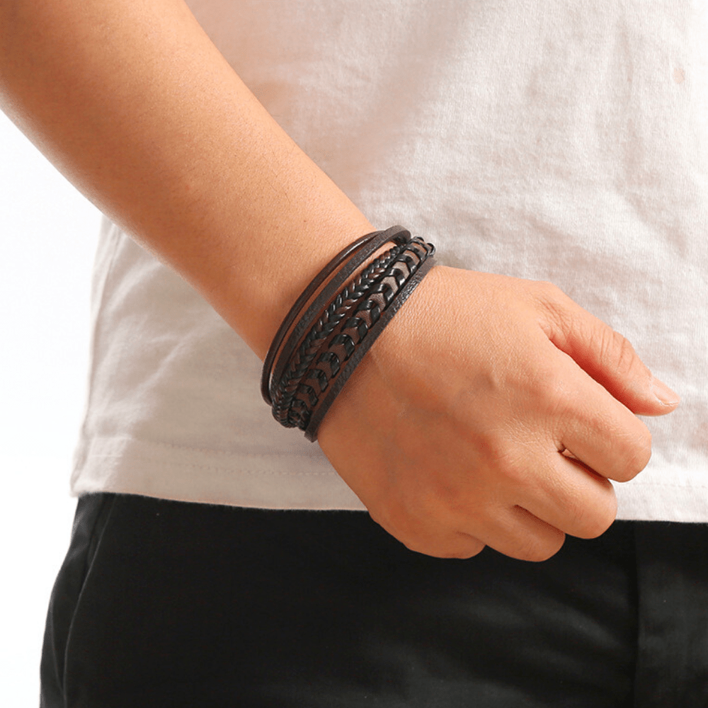 Levi | Tijdloze leren armband voor heren - Bellanza