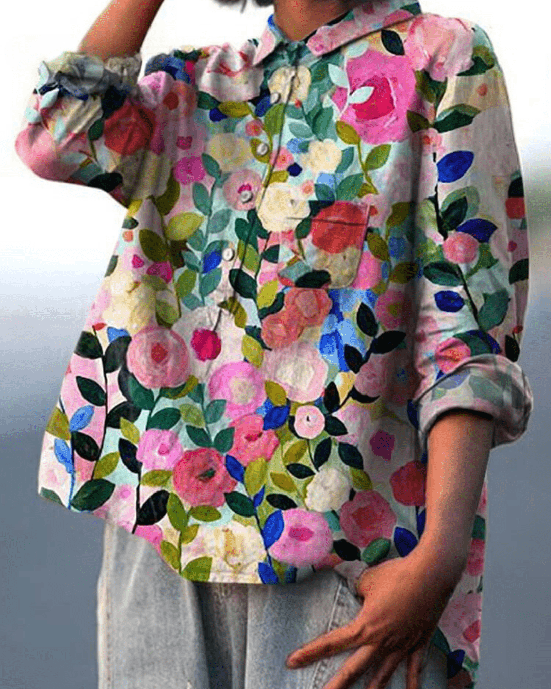 Lila - blouse met bloemenprint - bellanza