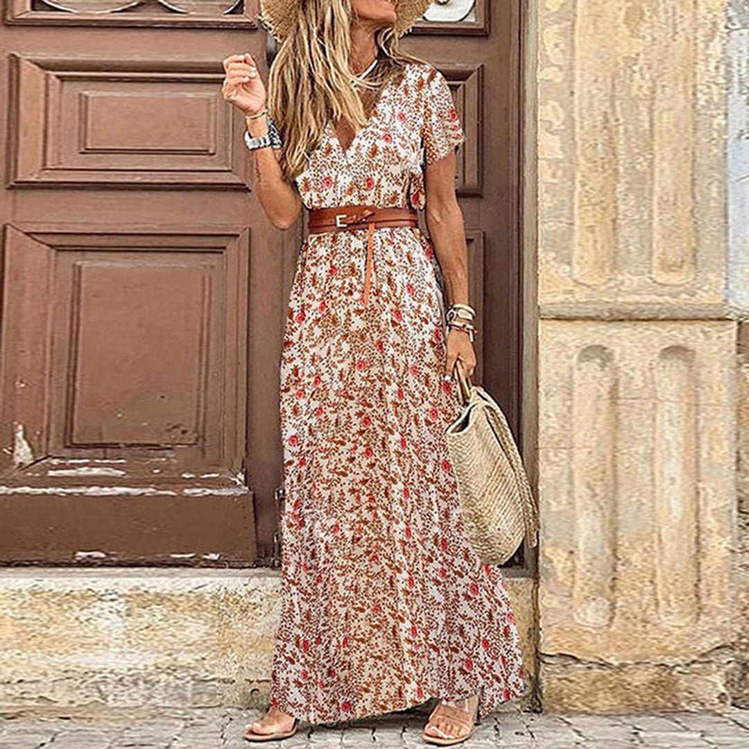 Liora | Maxi Ibiza jurk in hippiestijl + GRATIS riem - bellanza