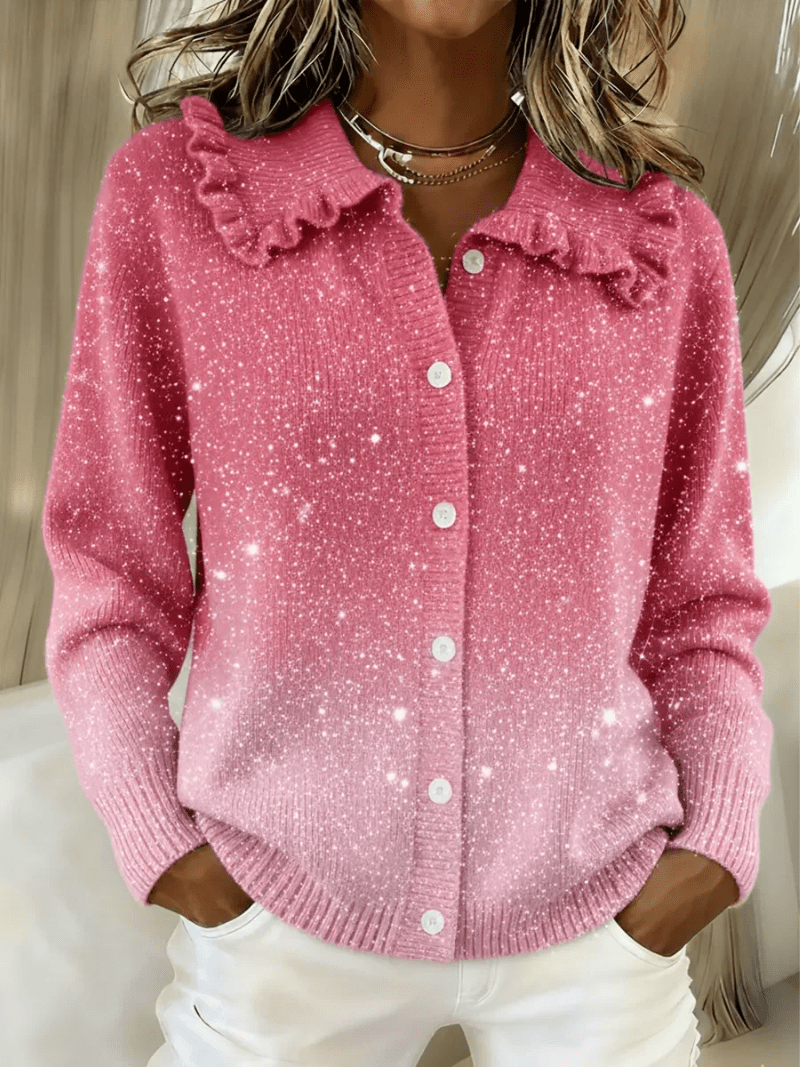 Lise – Gebreid vest met glansafwerking - Bellanza