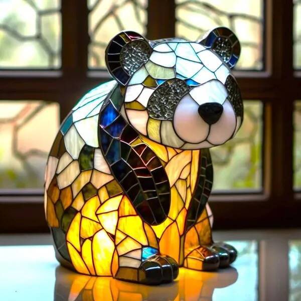 Loustic – Magische panda lamp van gekleurd glas - Bellanza