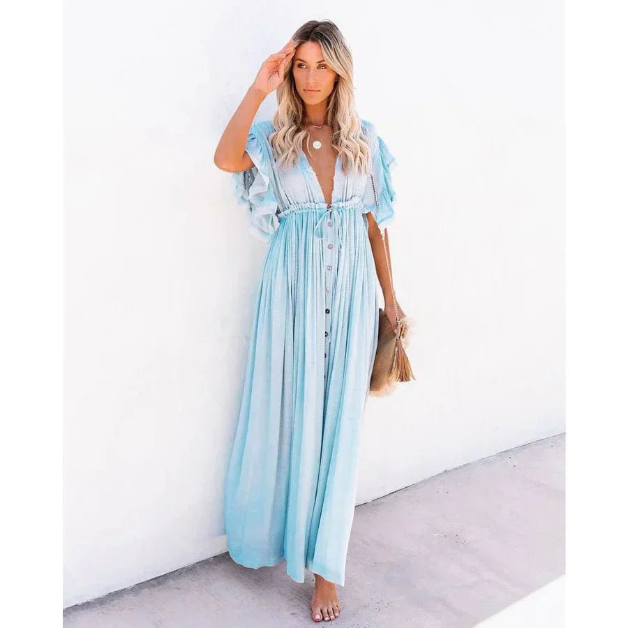 Luna™ Maxi Lichtblauwe Ibiza Jurk - bellanza