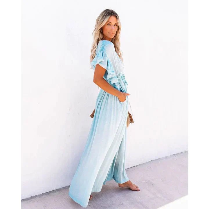 Luna™ Maxi Lichtblauwe Ibiza Jurk - bellanza