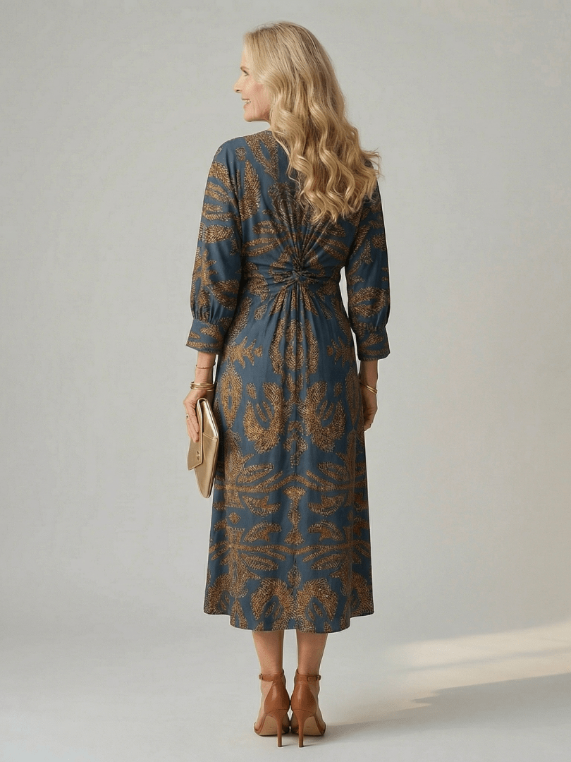 Lune | Midi Wrap Jurk Natuur - Bellanza