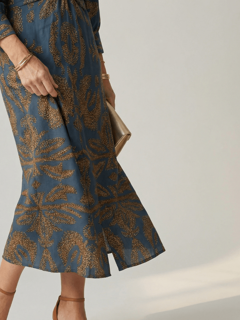 Lune | Midi Wrap Jurk Natuur - Bellanza